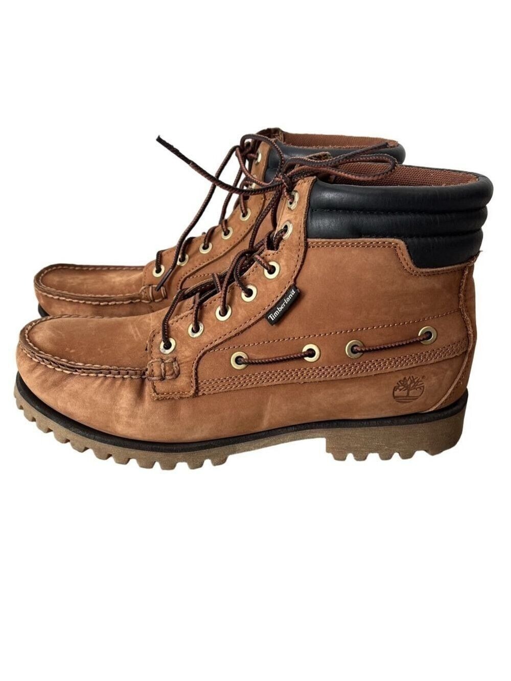 Timberland Men’s Oakwell 7-Eye Moc Toe Boots Brown Nubuck Leather Suede Size 11